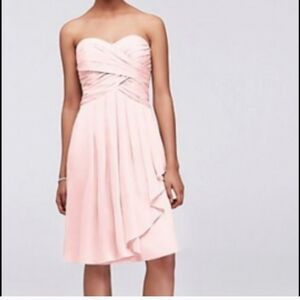 David’s Bridal Blush Pink Strapless Short Bridesmaid Dress F14847 Size 2